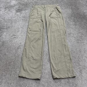 Athleta Ripstop Straight Leg Outdoor Pants Women 8 Khaki Brown Zip Pocket Hiking